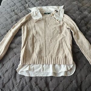 Ralph Lauren Beige Sweater with White Accents